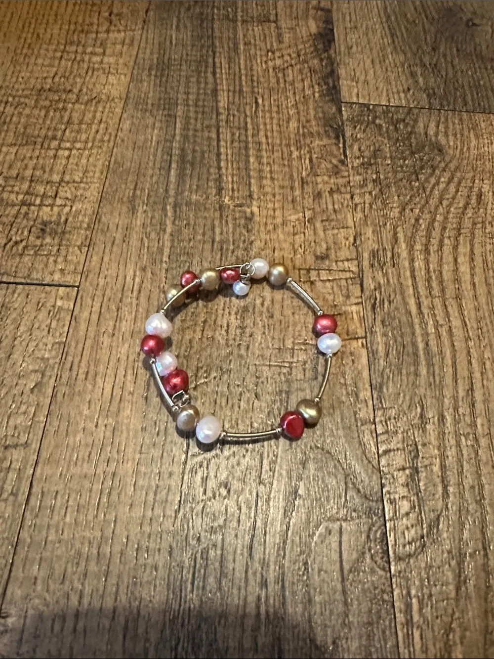 Set of 9 Beaded Stretch Bracelets - Multi-Color Pearl Accent